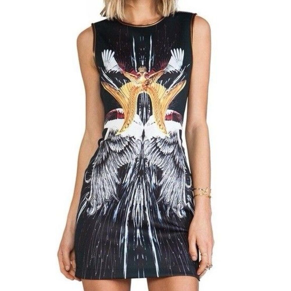 Clover Canyon Wings Dress XS Neoprene Sheath Mini Revolve Cocktail Lux
